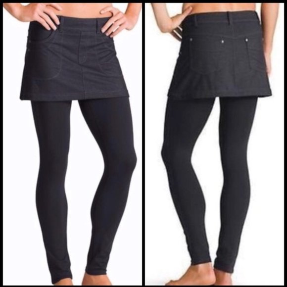 denim mini skirt with leggings